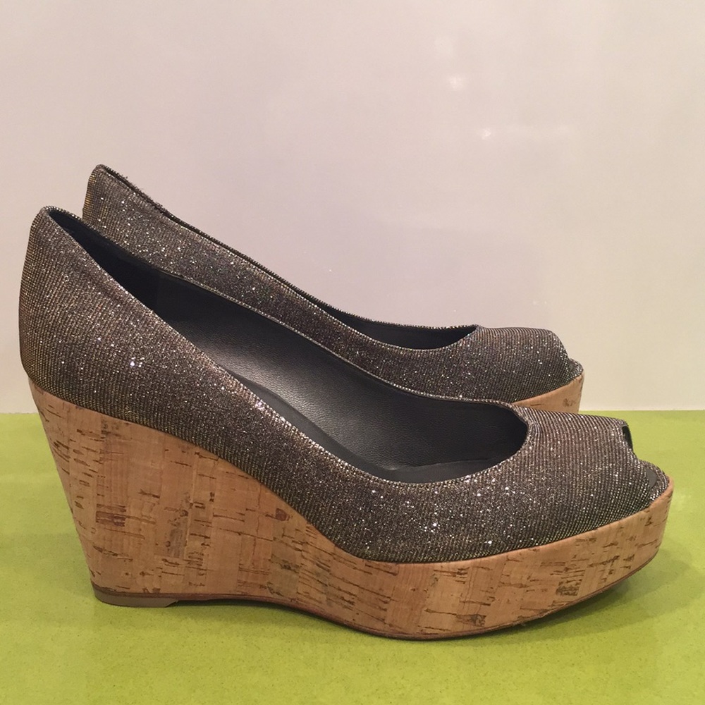 Stuart Weitzman Peep Toe Platform Wedges